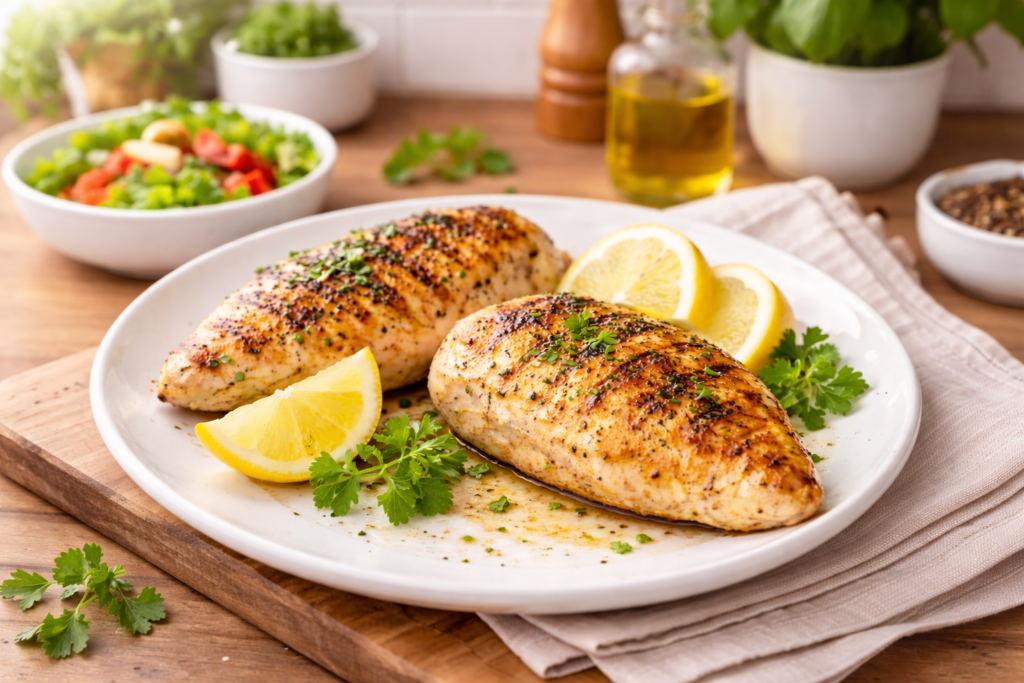 Pechuga a la plancha emplatada y bien jugosa