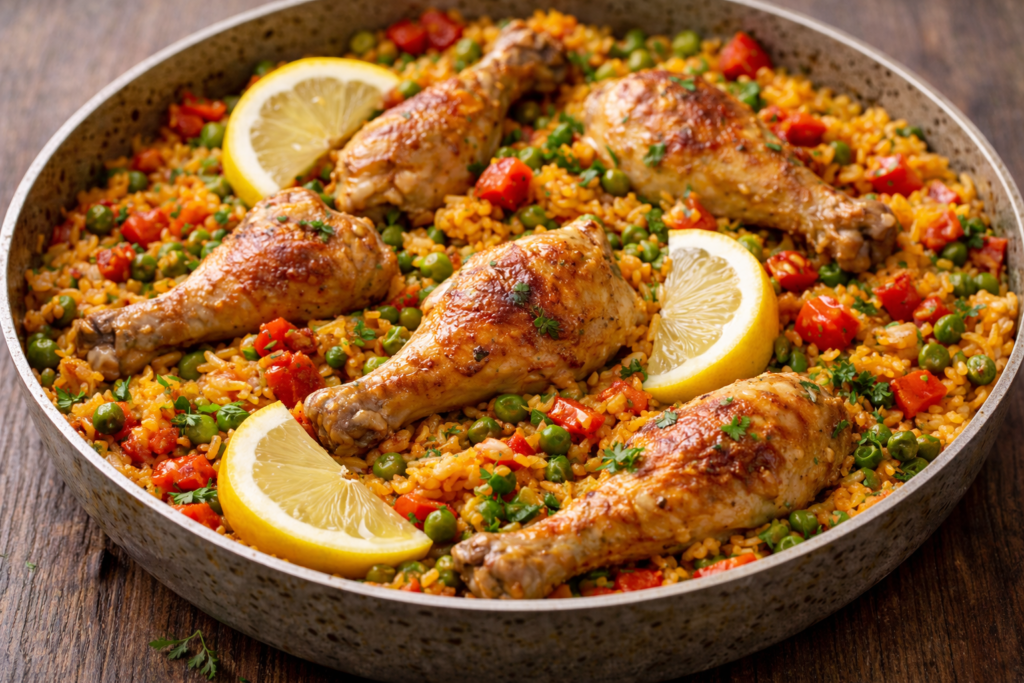 Arroz con pollo emplatado