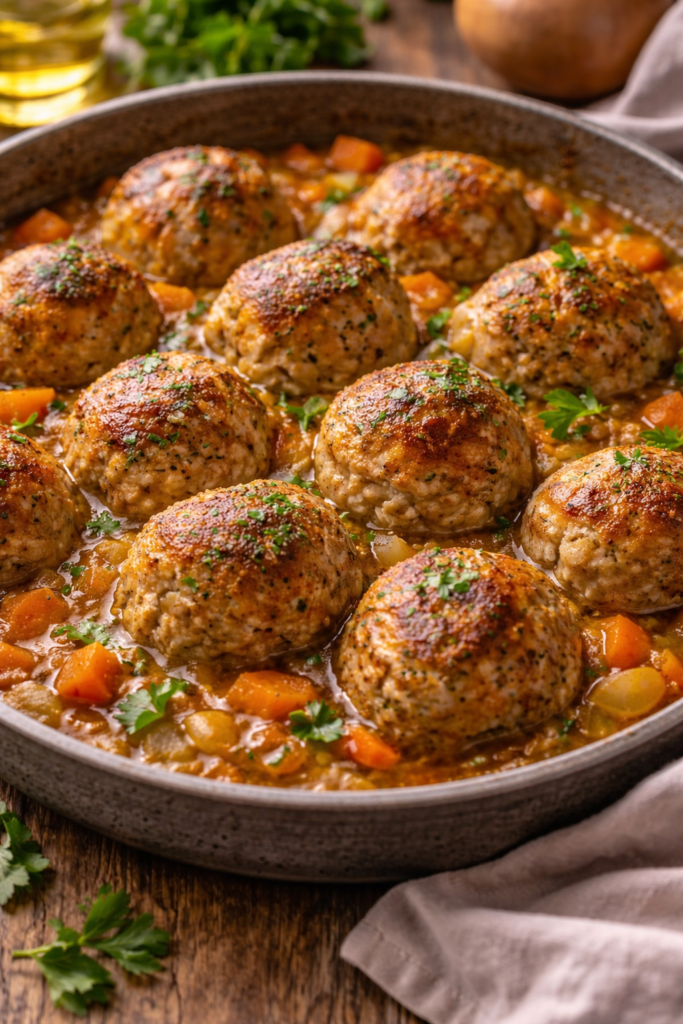 Albóndigas en salsa caseras tiernas y jugosas en sartén